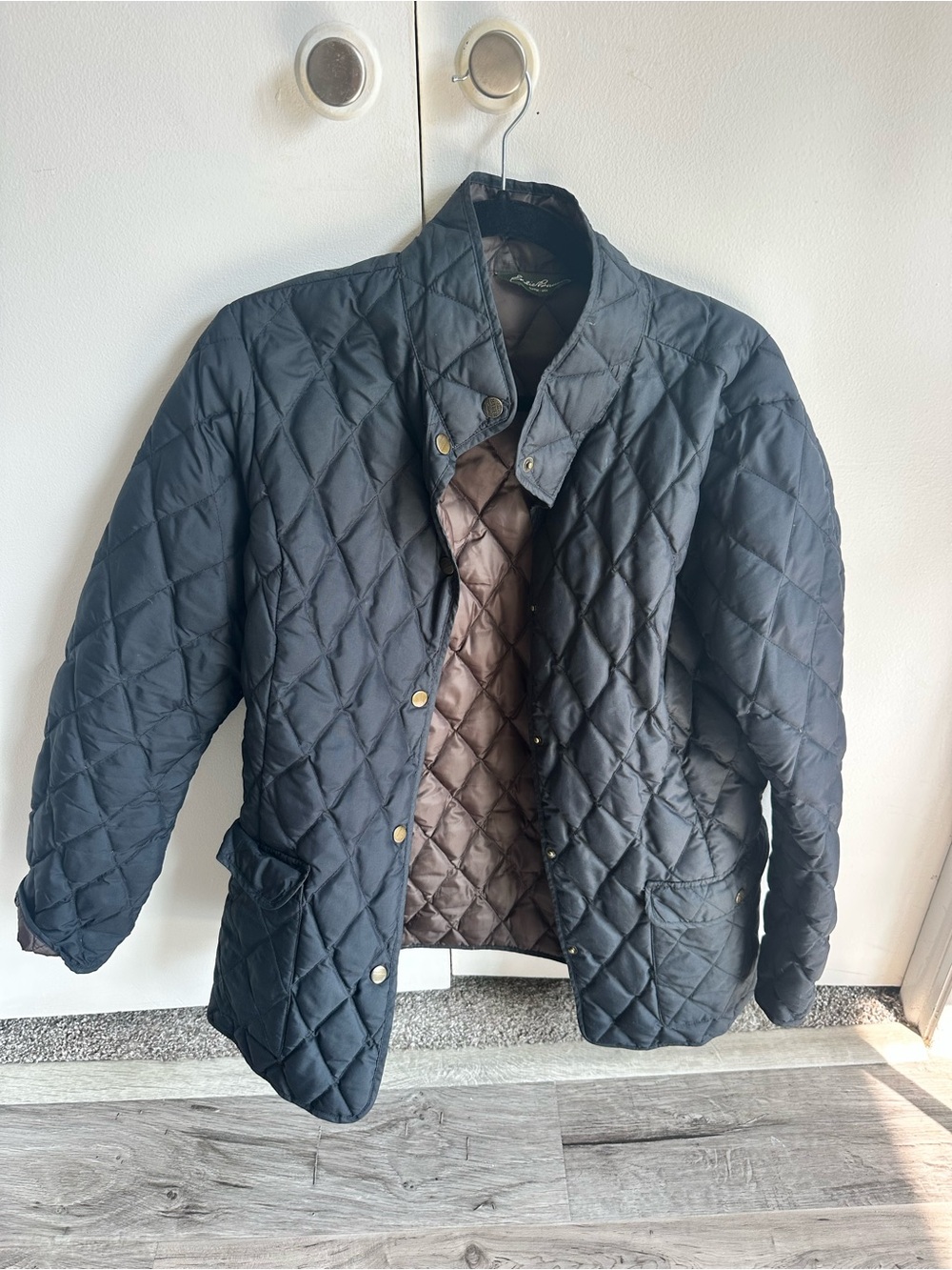 Women’s Quilted Black Jacket - Lightweight Diamond-Pattern Coat